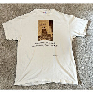 Vintage Hanes Beefy-T Graphic T-Shirt Men’s Large White Made USA Photo Print Tee